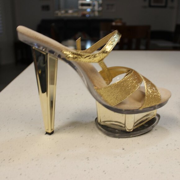 Gold Sparkle Platform Stiletto Stripper Heels Size 11 - Picture 13 of 16